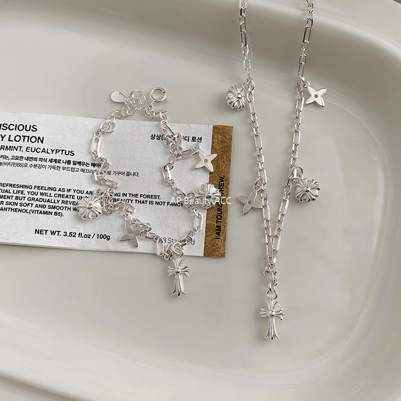A관 - 925 실버 십자가 클로버 펜던트 팔찌 목걸이 [1037] 25.10-3