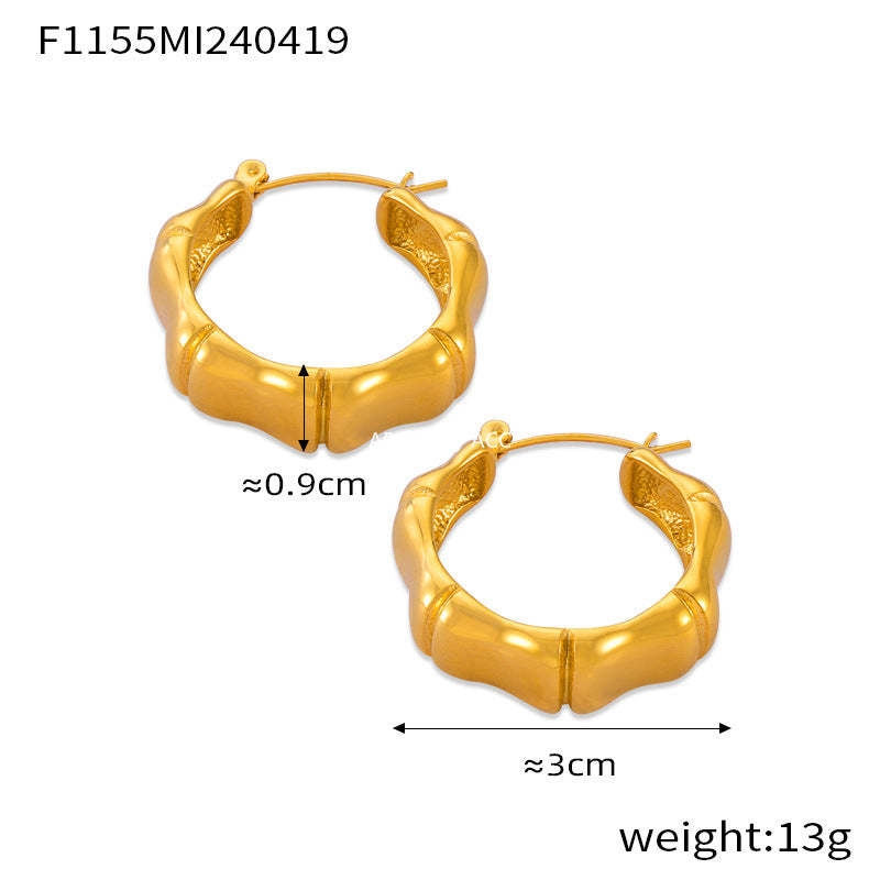 D관 - 금속 니치 유니크 C형 기하학 귀걸이 티타늄 스틸 도금 디자인 귀걸이 [F1152-65] 24.04-4