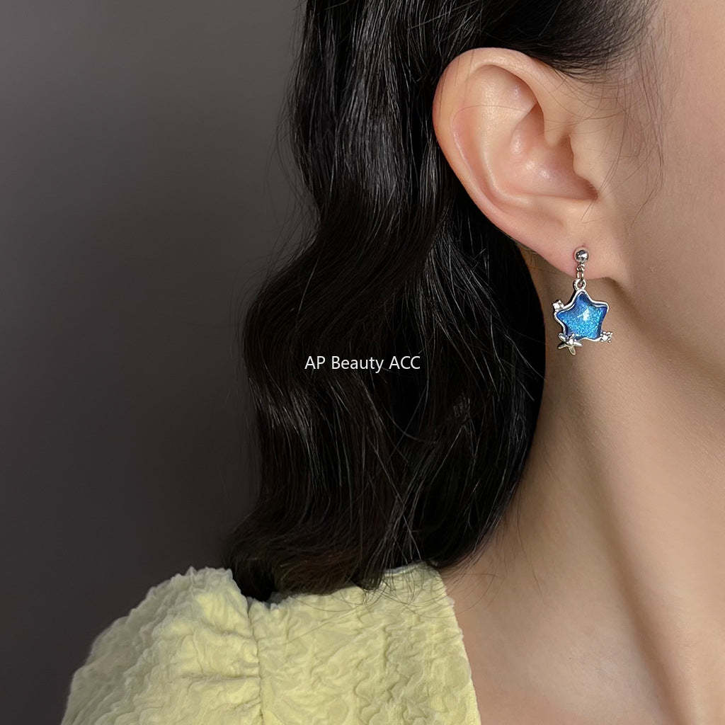 C관 - 925 은침 블루 별 레진 귀걸이 [6315] 25.06-4