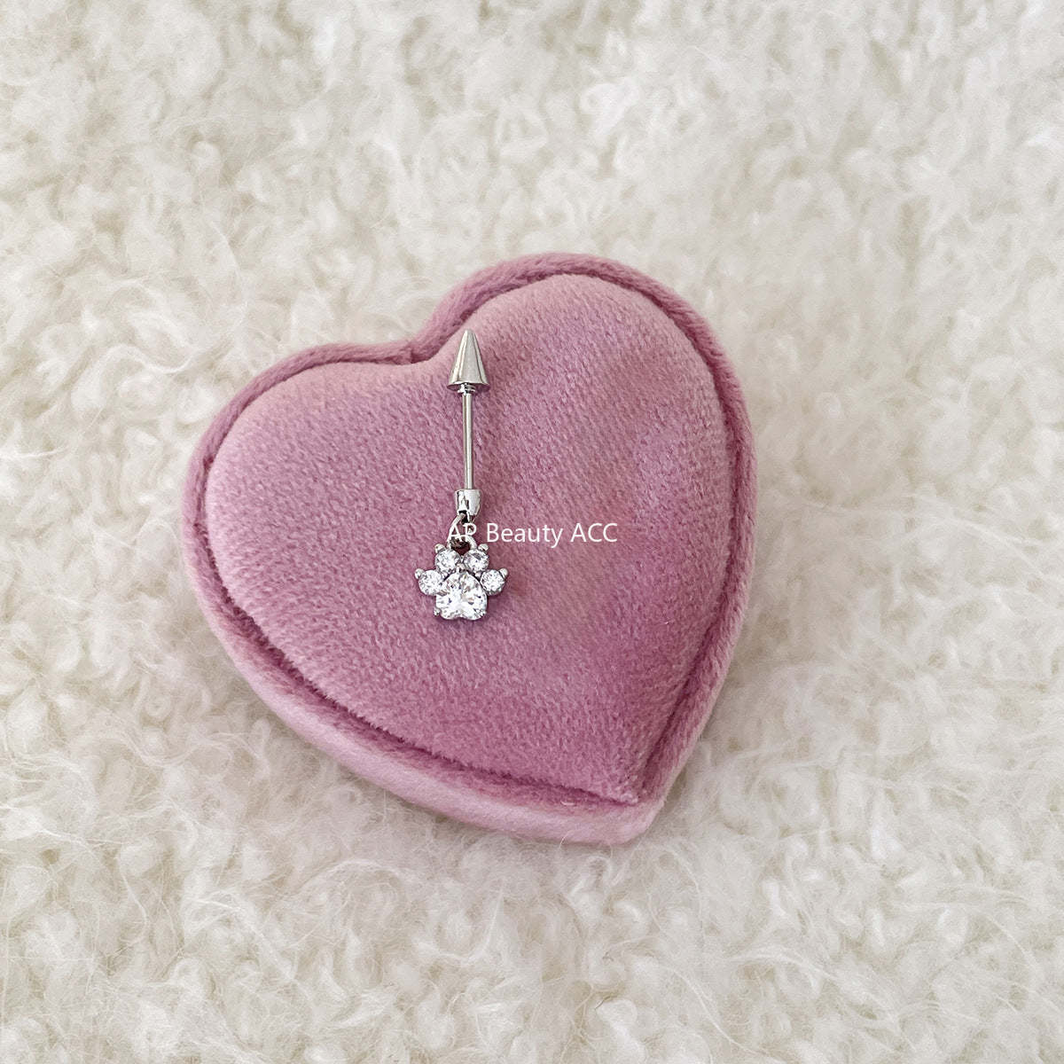 A관 - 티타늄 스틸 고양이 발바닥 모양 피어싱 귀걸이 [EH-4084] 25.09-4