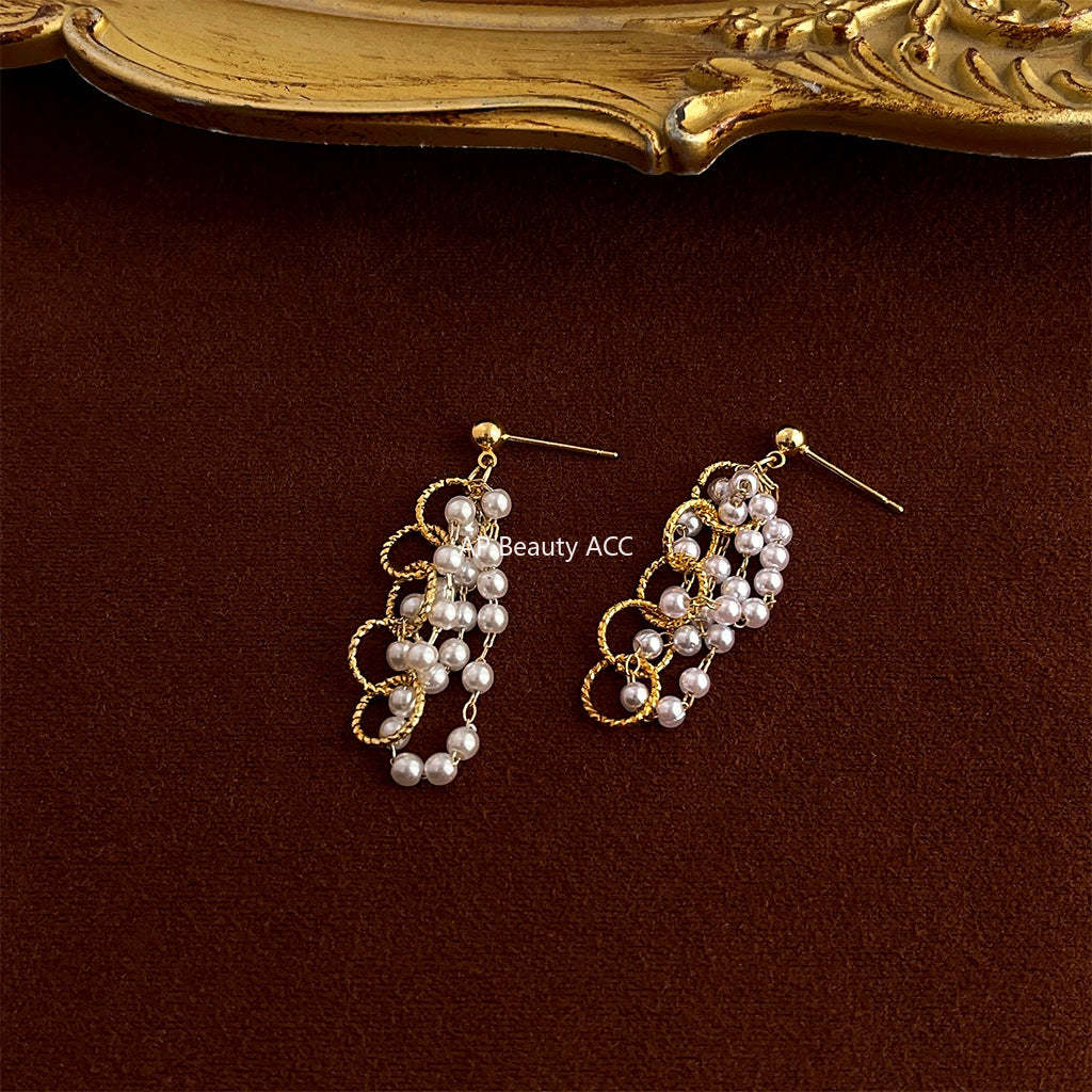 C관 - 14K 도금 프렌치 섬세한 실버 프린지 은침 귀걸이 [4148] 24.05-4