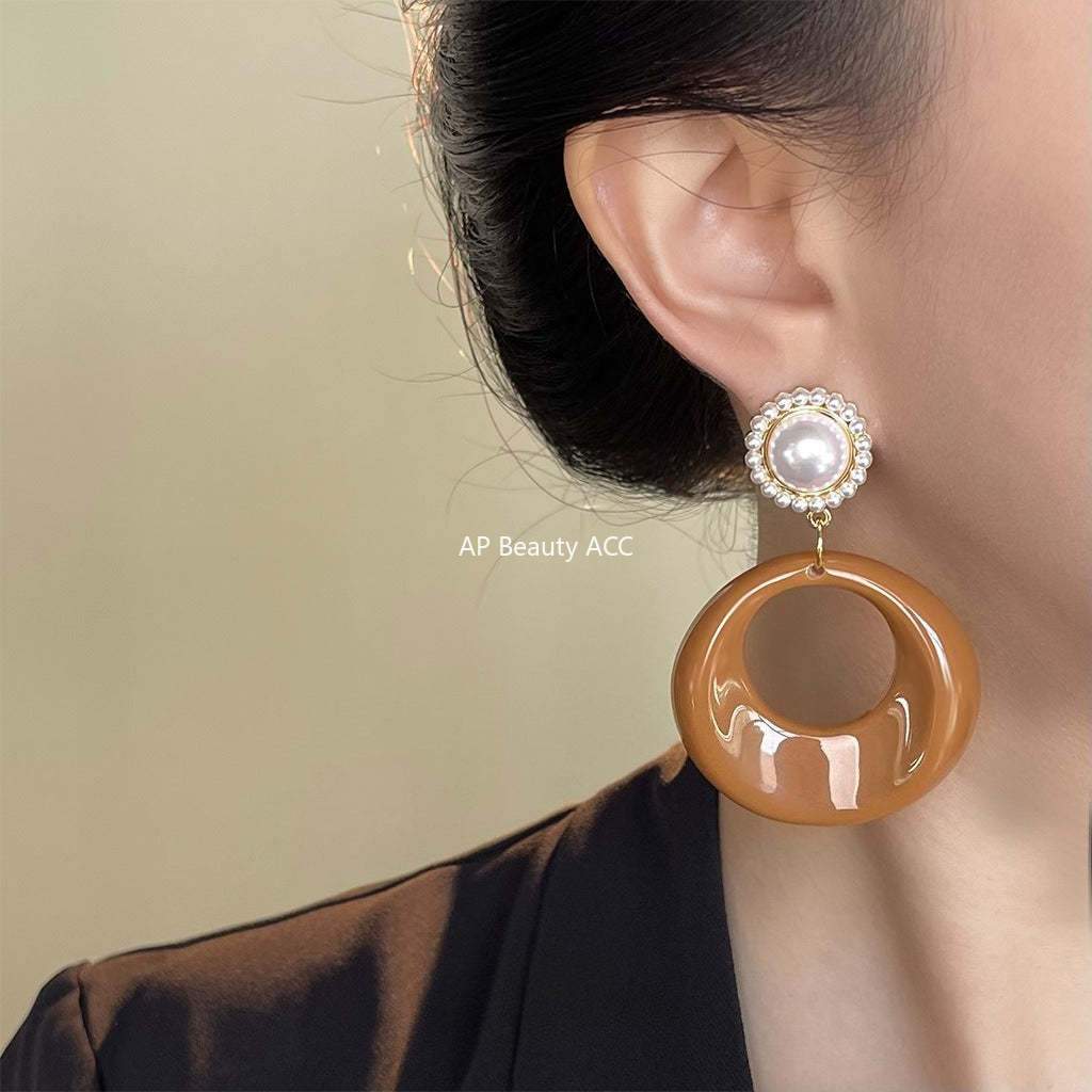 C관 - 핸드메이드 원형 볼드 진주 925 은침 귀걸이 [6816-6817] 25.09-4