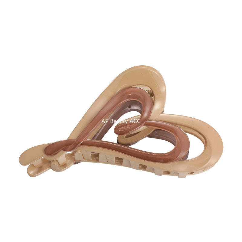 E관 - 브라운 더블 레이어 하트 모양 집게핀 [27753] 25.12-1