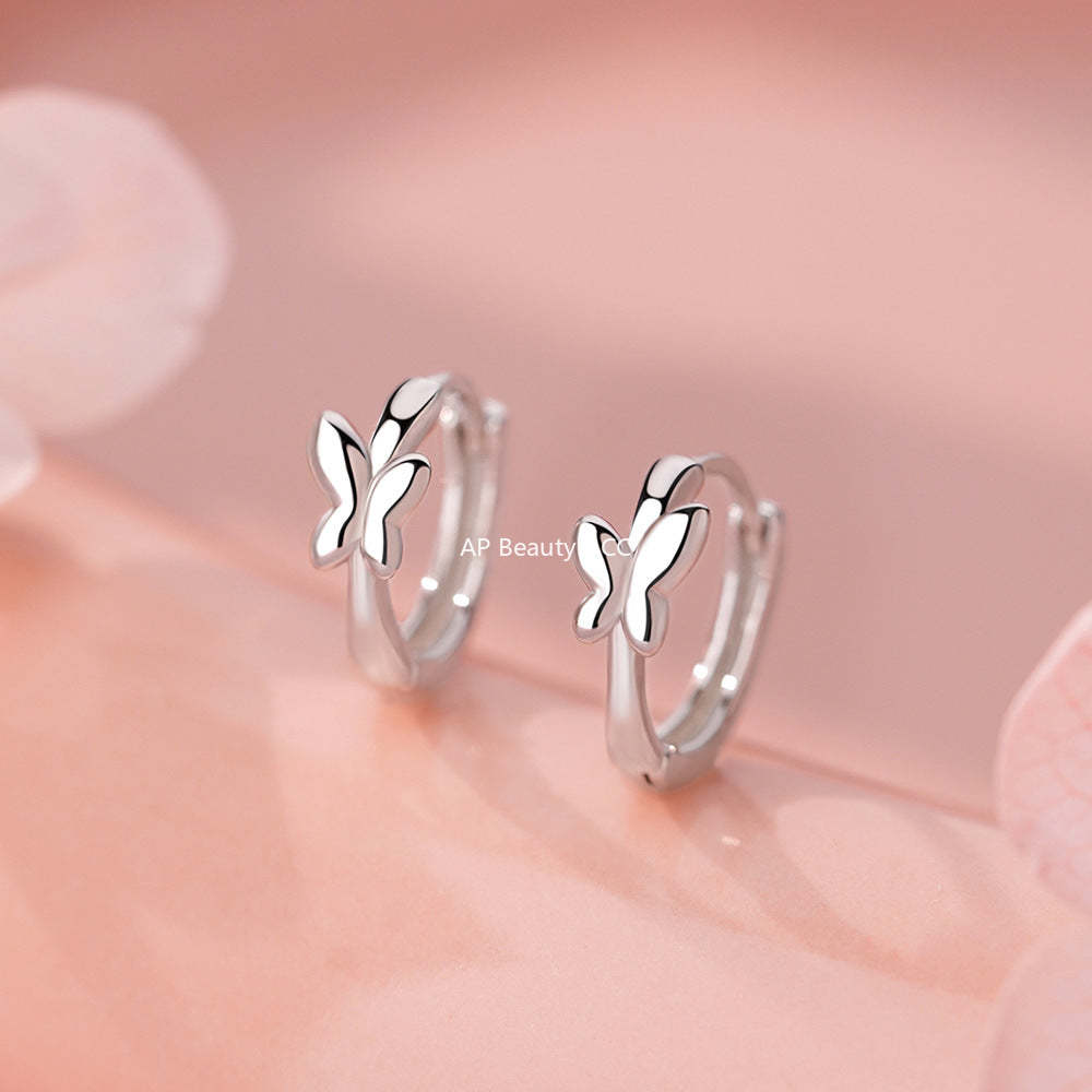 B관 - 925 실버 나비 디자인 링 후프 귀걸이 [YC9500E] 25.12-3