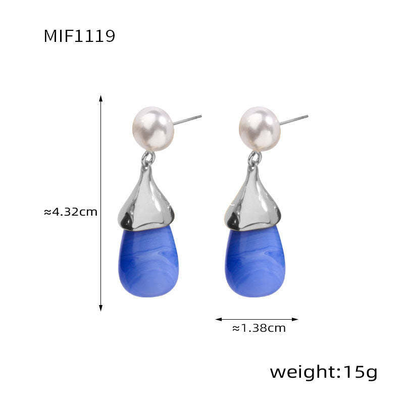 D관 - 스테인리스 스틸 캔디 컬러풀 레진 귀걸이 [F854] 24.12-4