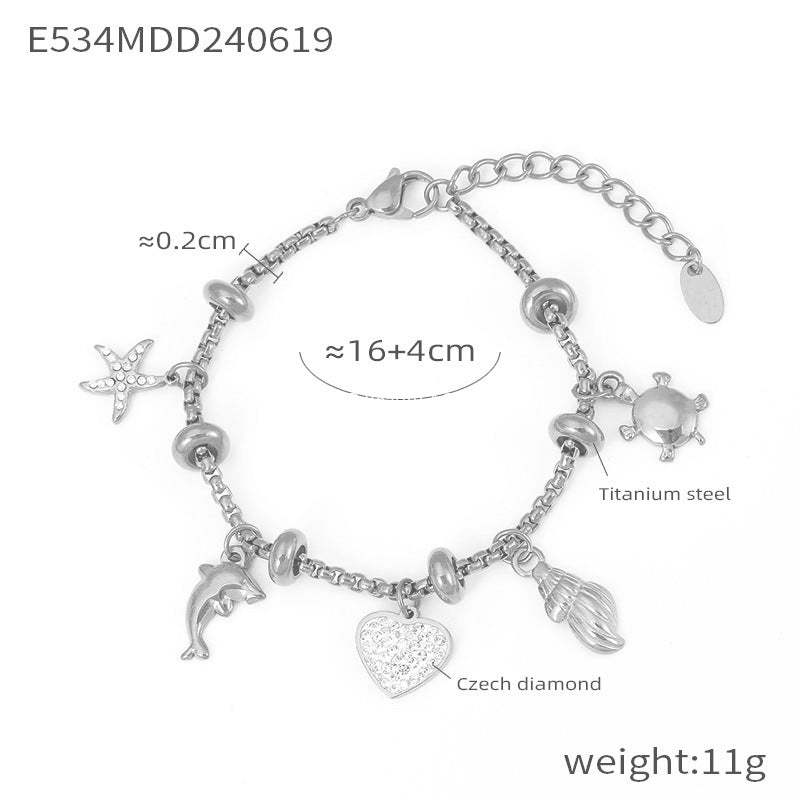 D관 - 티타늄 스틸 18K 도금 큐빅 장식 변색 방지 유니크 팔찌 [E533-5] 24.06-3