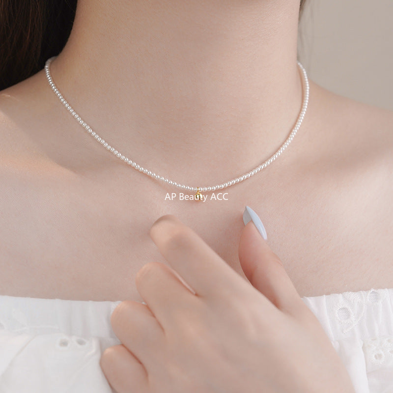 B관 - 925 실버 진주 골드 비즈 목걸이 [YC4062N] 25.10-2