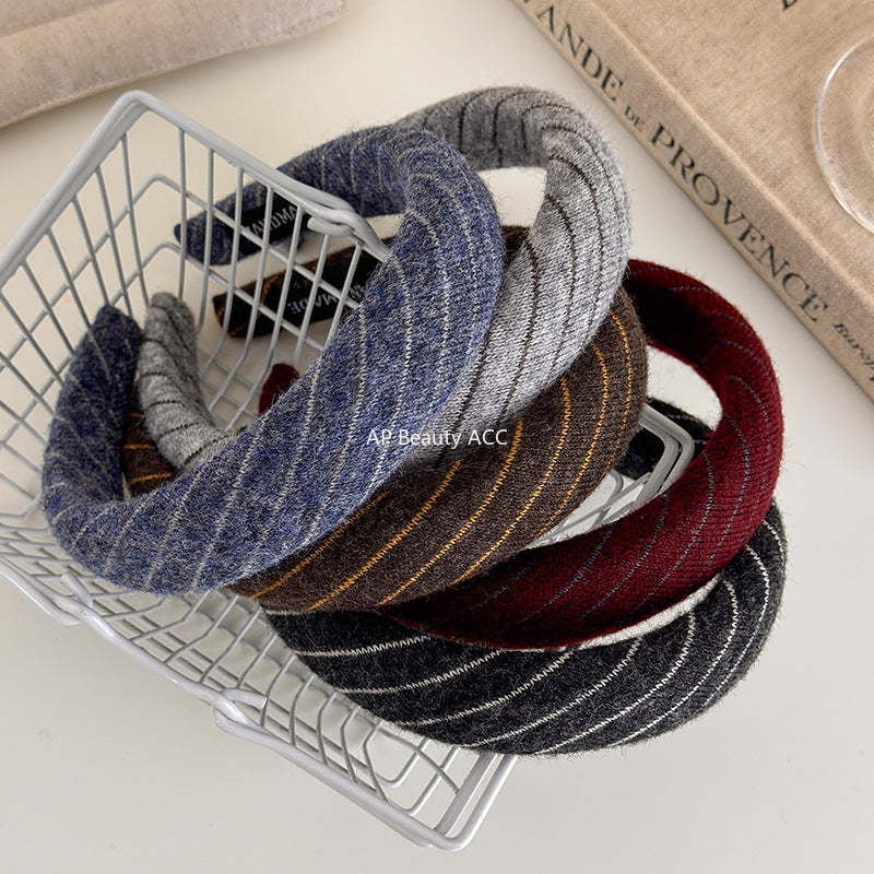 E관 - 니트 스트라이프 와이드 스펀지 머리띠 [27524] 25.09-4