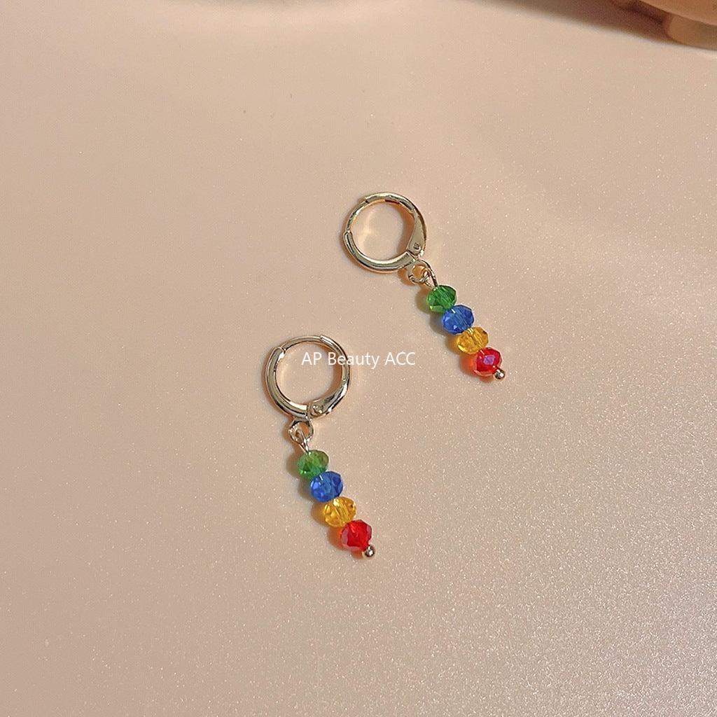 C관 - 컬러풀 글라스 크리스탈 핸드메이드 비즈 레트로 링형 귀걸이 [C-903] 24.03-3