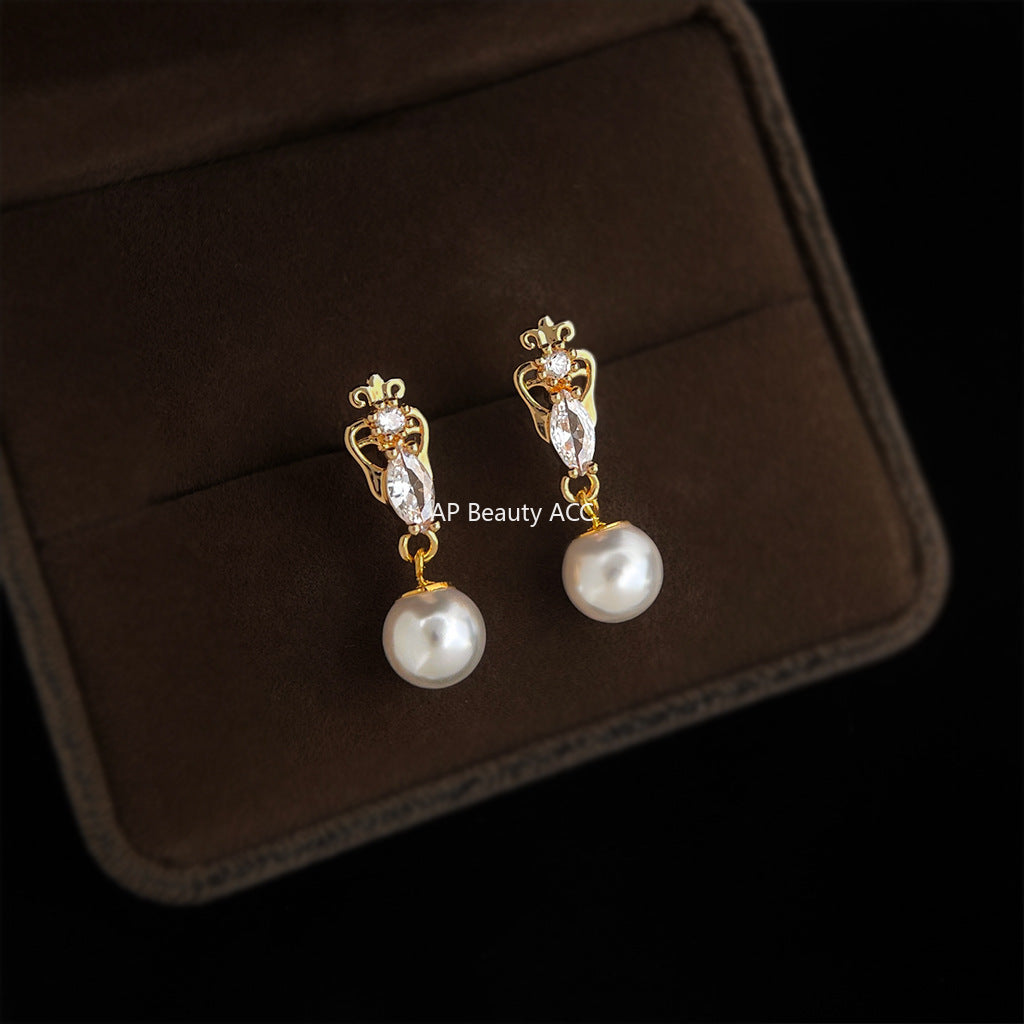 C관 - 핸드메이드 925 은침 큐빅 진주 귀걸이 [6889] 25.10-3