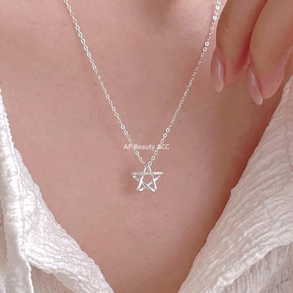 F관 - 925 실버 별 큐빅 펜던트 목걸이 [B1381] 25.11-1