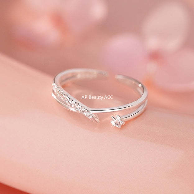 B관 - 925 실버 큐빅 크로스 레이어 반지 [YC5308R_1] 25.12-3