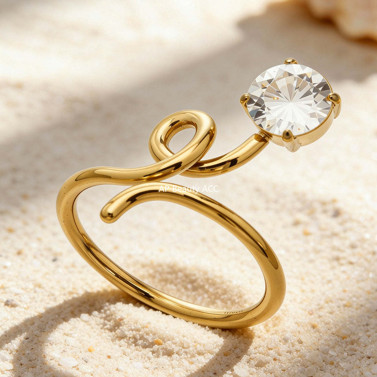 D관 - 스테인리스 스틸 18K 도금 미니 큐빅 오픈형 반지 [A382-A-A622-A674] 25.12-3