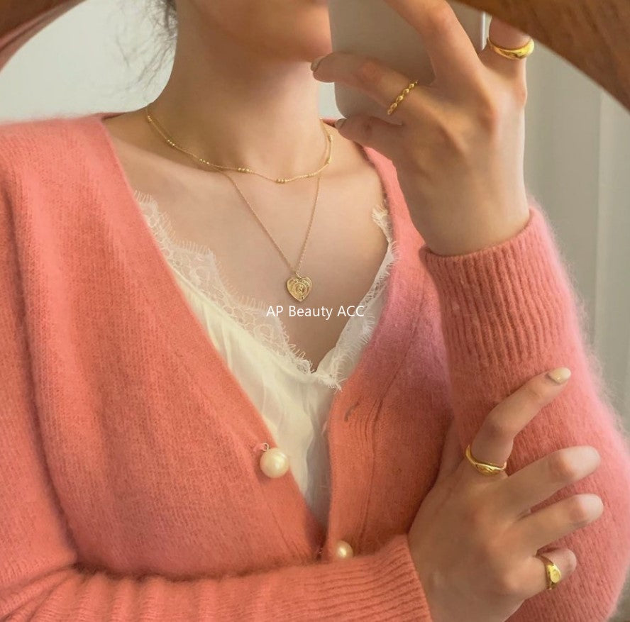 F관 - 925 실버 하트 카드 펜던트 목걸이 [B377-B378] 25.10-3