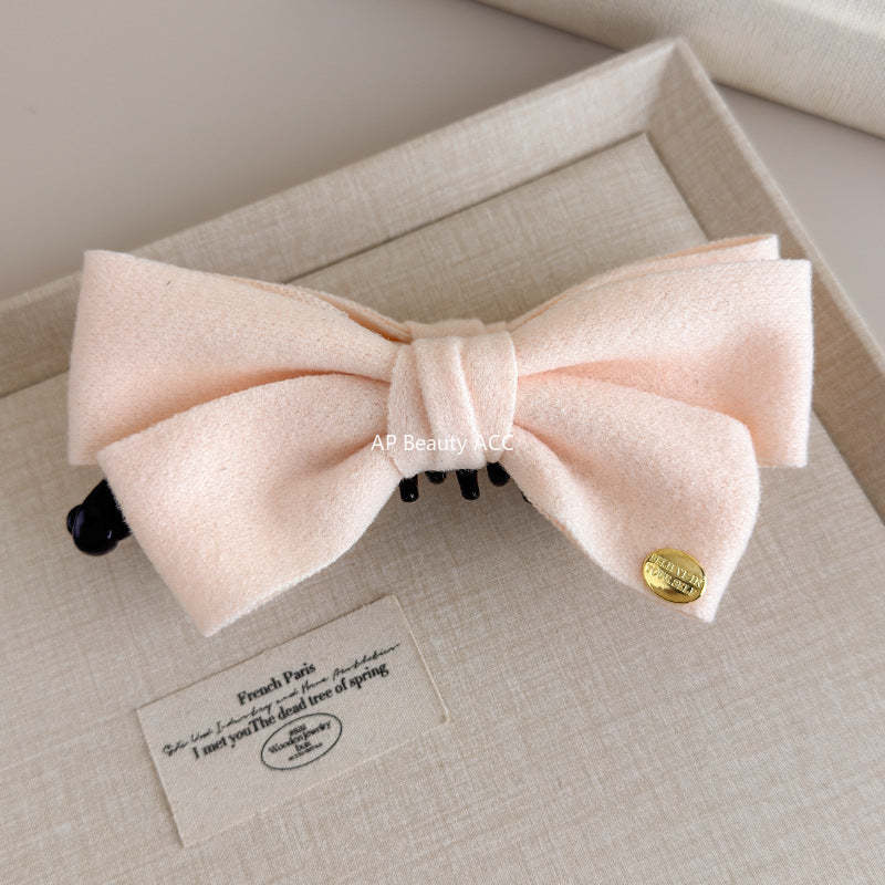 E관 - 양면 모직 리본 골드 포인트 집게핀 [27639] 25.11-1