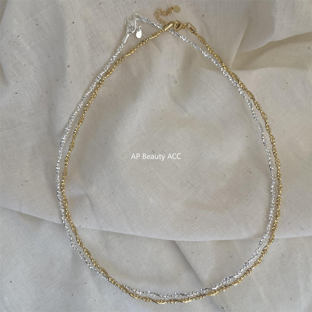 F관 - 925 실버 컷팅 라운드 비즈 실버 파편 목걸이 [B1173] 25.12-3