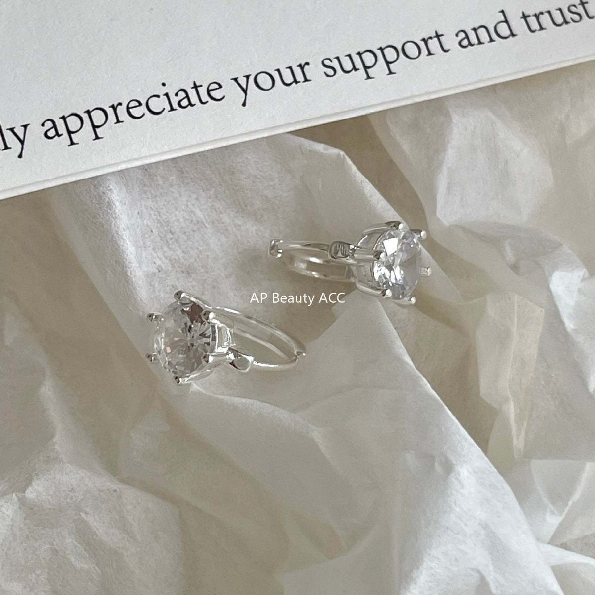 F관 - 925 실버 큐빅 후프 링 귀걸이 [C1414] 25.11-3