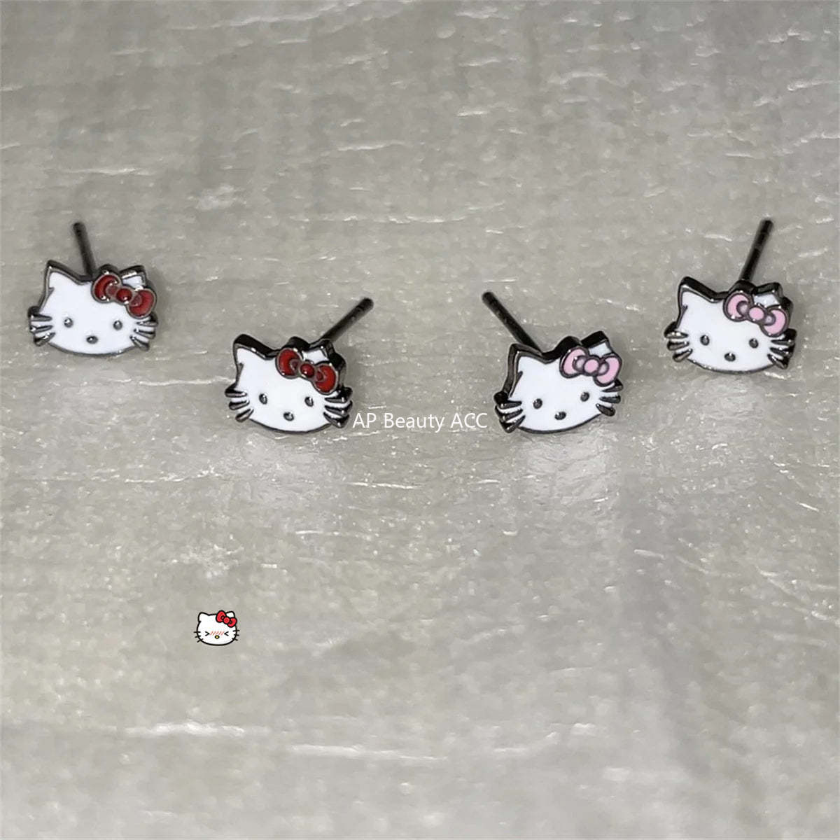A관 - 귀여운 캐릭터 고양이 리본 은침 귀걸이 [EH-3084] 24.08-2