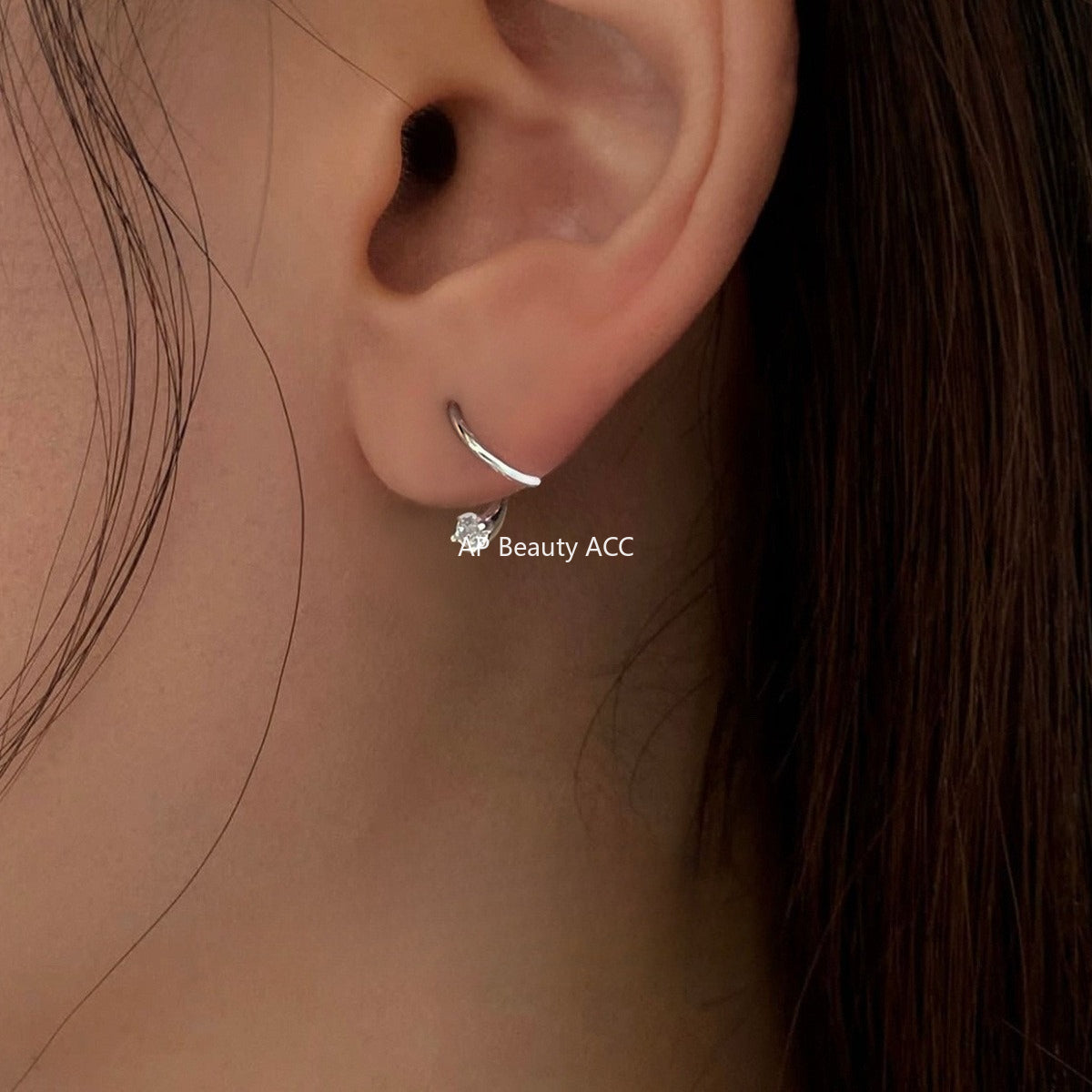 A관 - 999 실버 큐빅 나선형 스터드 귀걸이 [EH-4098] 25.10-1