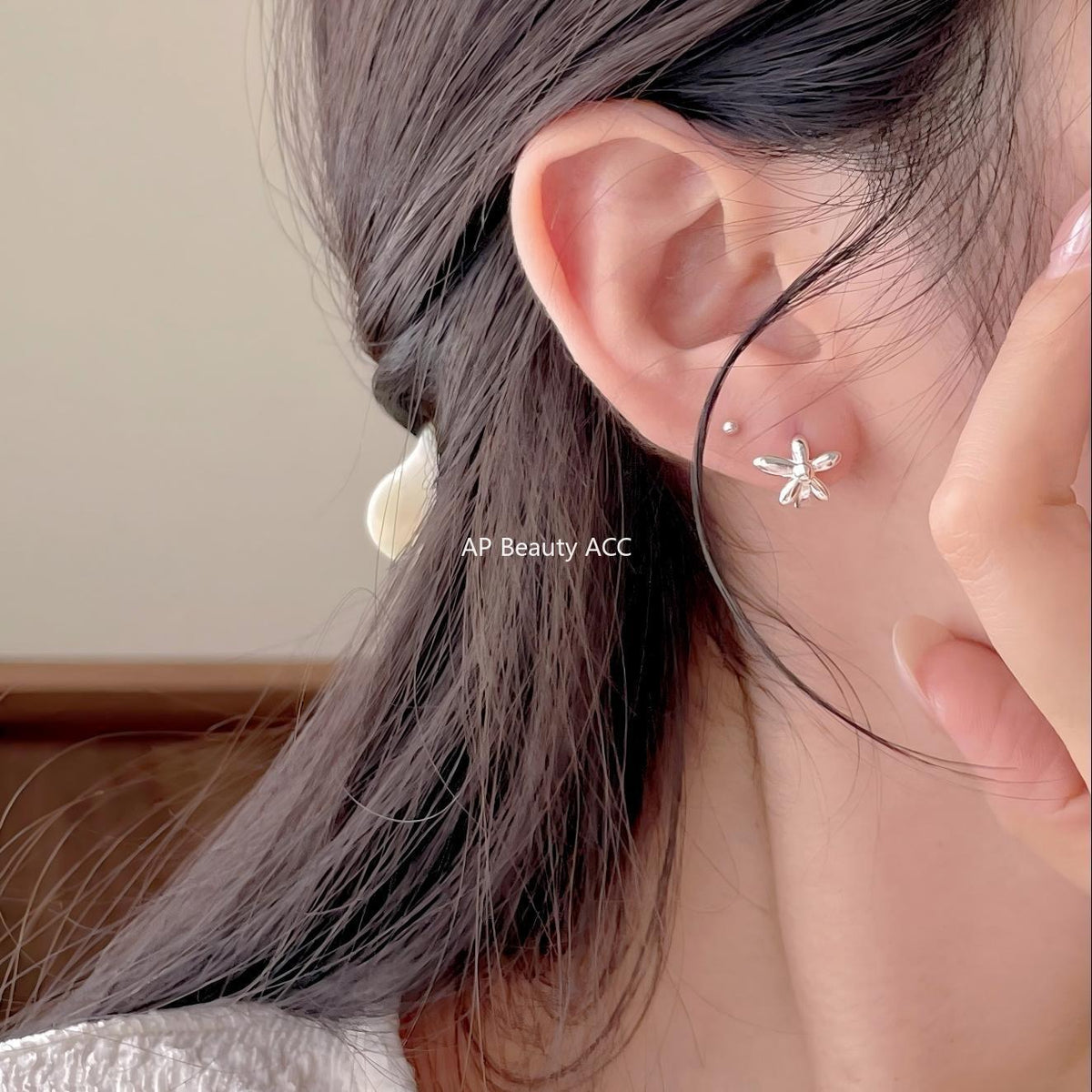 F관 - 925 실버 플라워 디자인 링 귀걸이 [C1413] 25.11-3