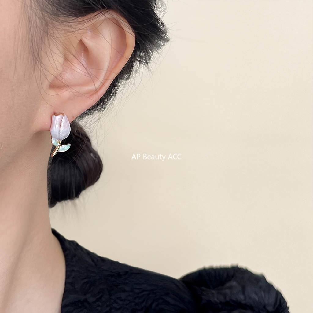 C관 - 숲 속 스타일 점점 변화하는 튤립 14K 도금 은침 귀걸이 [4420] 24.06-4