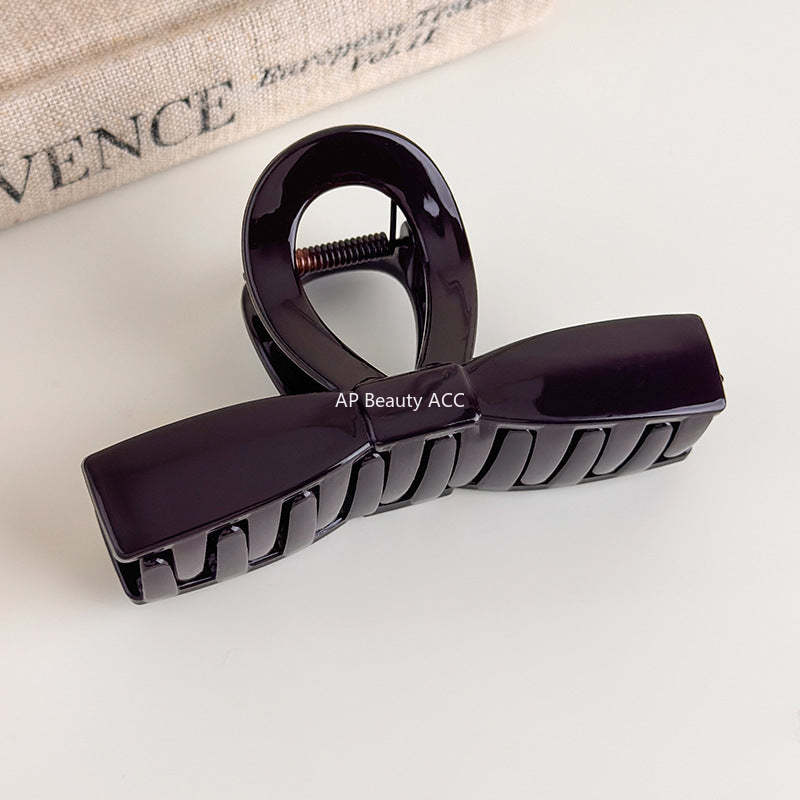 E관 - 초콜릿 브라운 리본 디자인 집게핀 [27614] 25.10-5