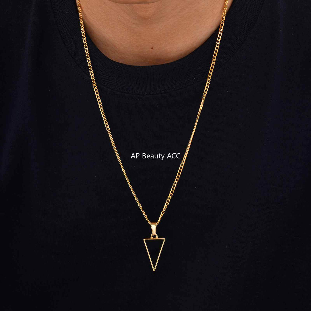 G관 - 스테인리스 삼각형 오닉스 펜던트 목걸이 [PN-2201] 25.11-2