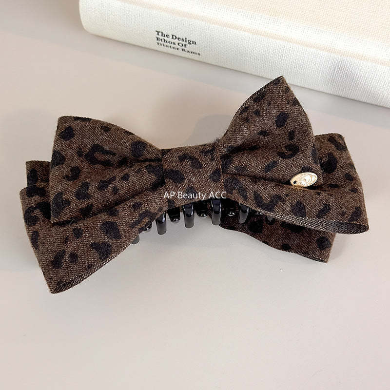 E관 - 레오파드 패턴 프린팅 리본 바나나 집게핀 [27748] 25.12-1