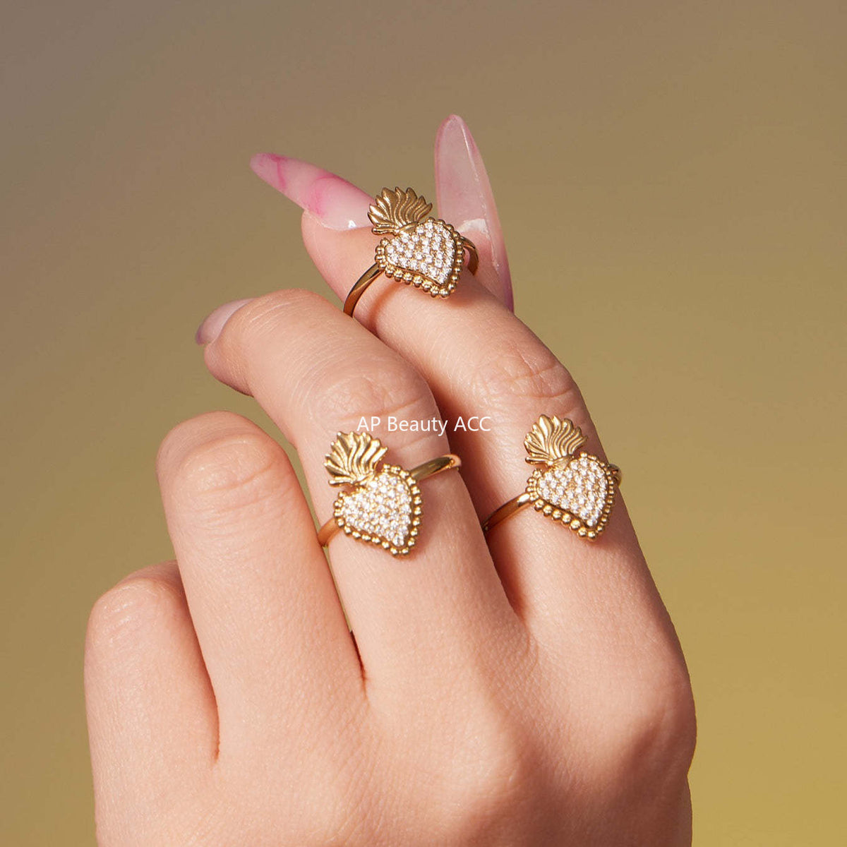 D관 - 스테인리스 스틸 하트 왕관 큐빅 펜던트 18K 도금 목걸이 귀걸이 팔찌 반지 [TXP490] 25.11-4