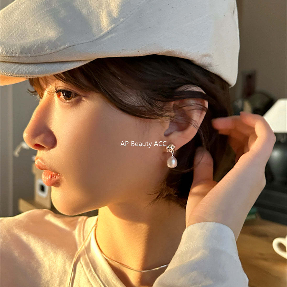 A관 - 925 은침 천연 진주 비정형 주름 귀걸이 [EH-4043] 25.09-2