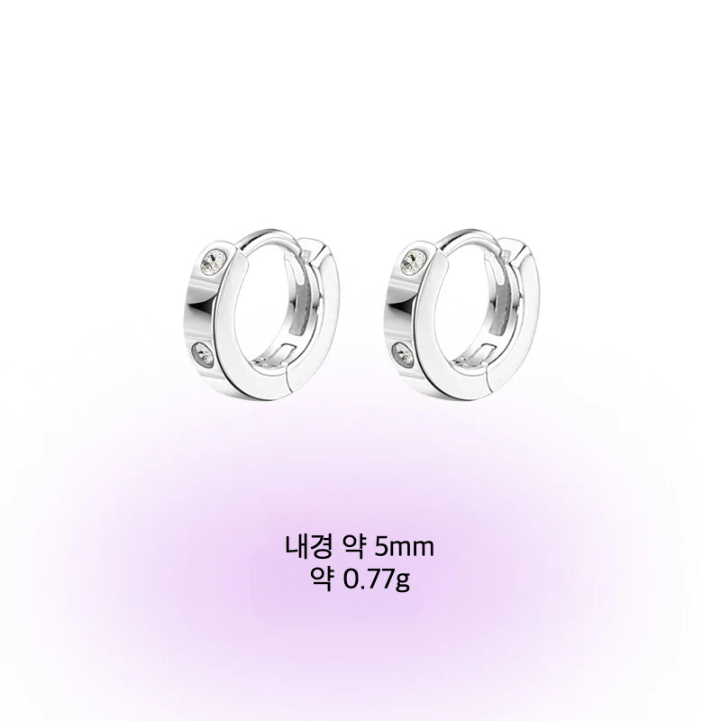 A관 - 999 실버 큐빅 리본 스마일 링형 귀걸이 [EH-2092] 25.01-3
