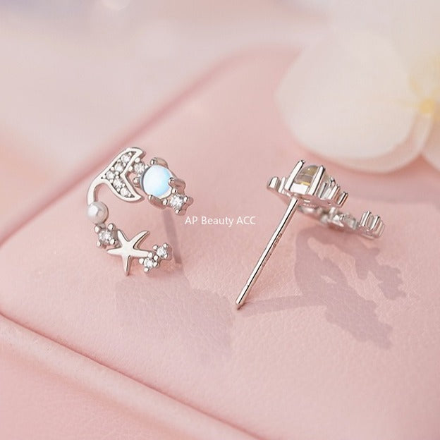 B관 - 999 실버 별빛 물고기꼬리 디자인 귀걸이 [YC2204E_1] 25.11-1