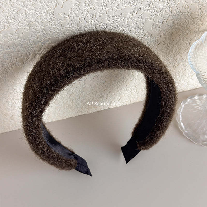 E관 - 퍼 털실 소재 볼륨 와이드 머리띠 [27710] 25.11-3