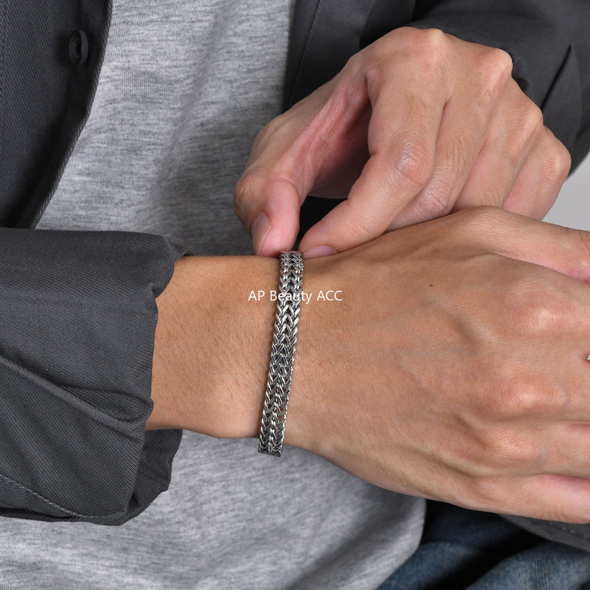 G관 - 스테인리스 샌딩 드래곤 체인 자석 잠금 팔찌 [BR-1733] 25.11-2