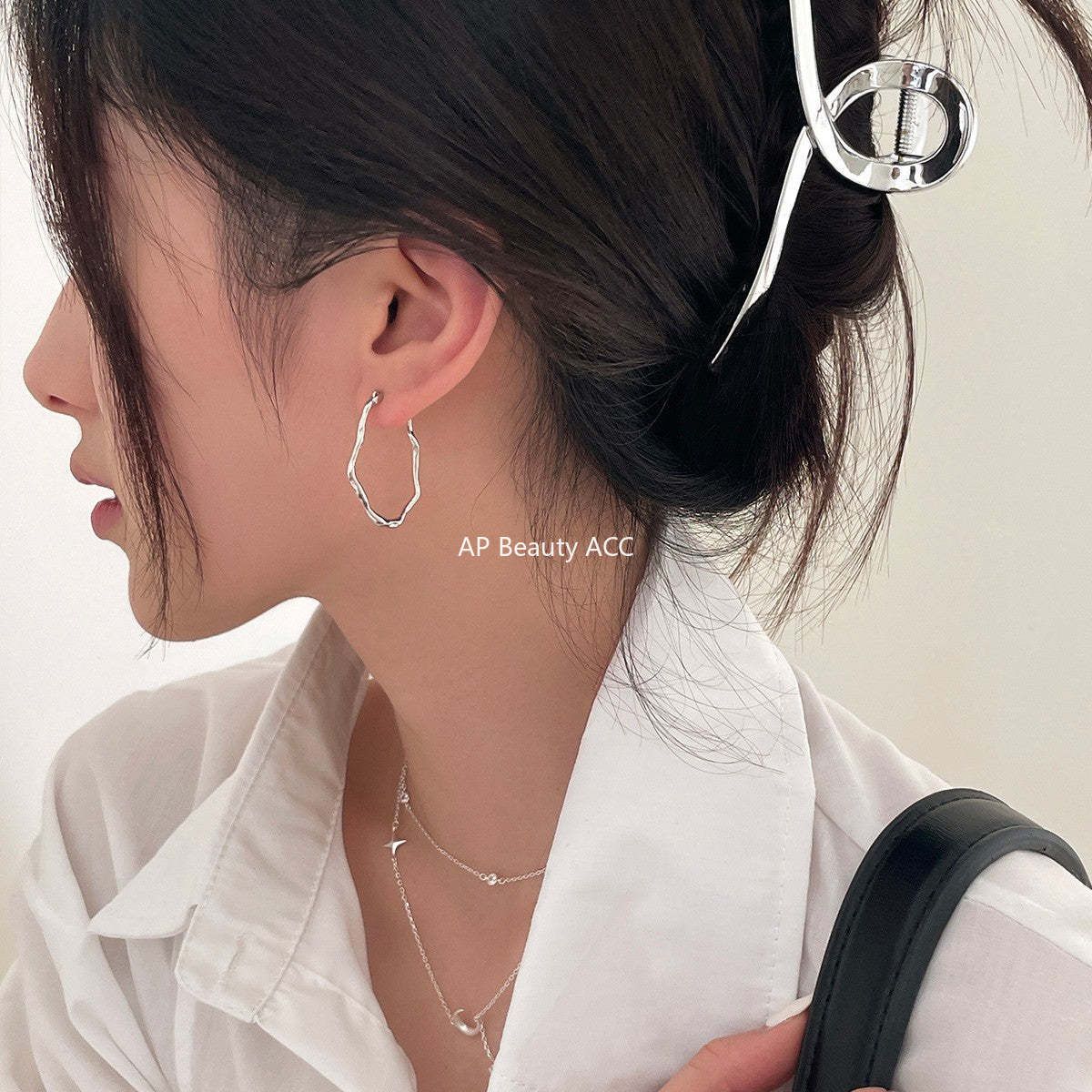 A관 - 불규칙 디자인 925 은침 원형 링 귀걸이 [EH-3790] 25.09-1