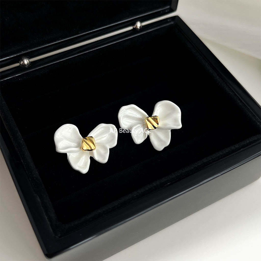 C관 - 에나멜 리본 여름 14K 도금 우아한 귀걸이 [4439] 24.07-1