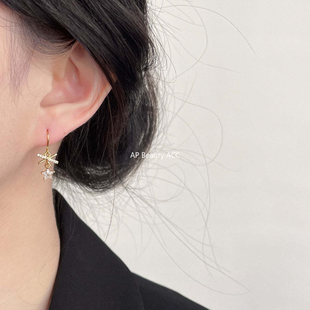 C관 - 업그레이드 18K 도금 큐빅 리본 고급스러운 귀걸이 [3784] 24.04-4