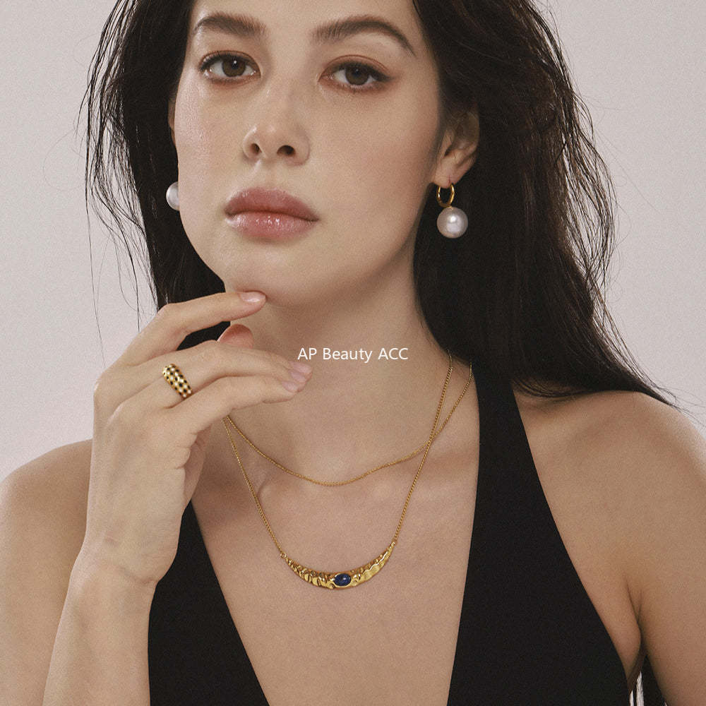 D관 - 초승달 비즈 레이어 목걸이 진주 귀걸이 [P1178-P2007-F1449] 25.02-3