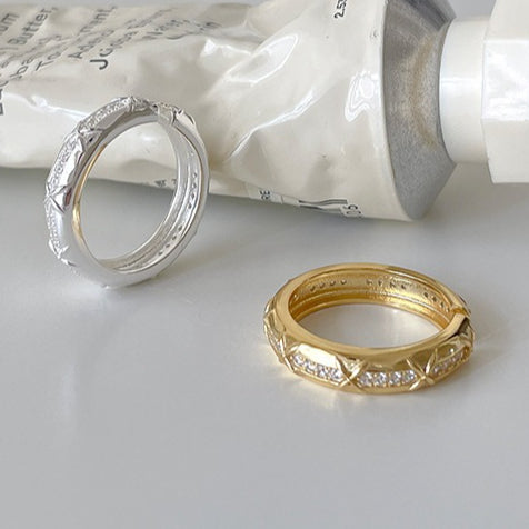 A관 - 큐빅 미니 크로스 디자인 오픈형 반지 [JZ-0727] 25.11-1