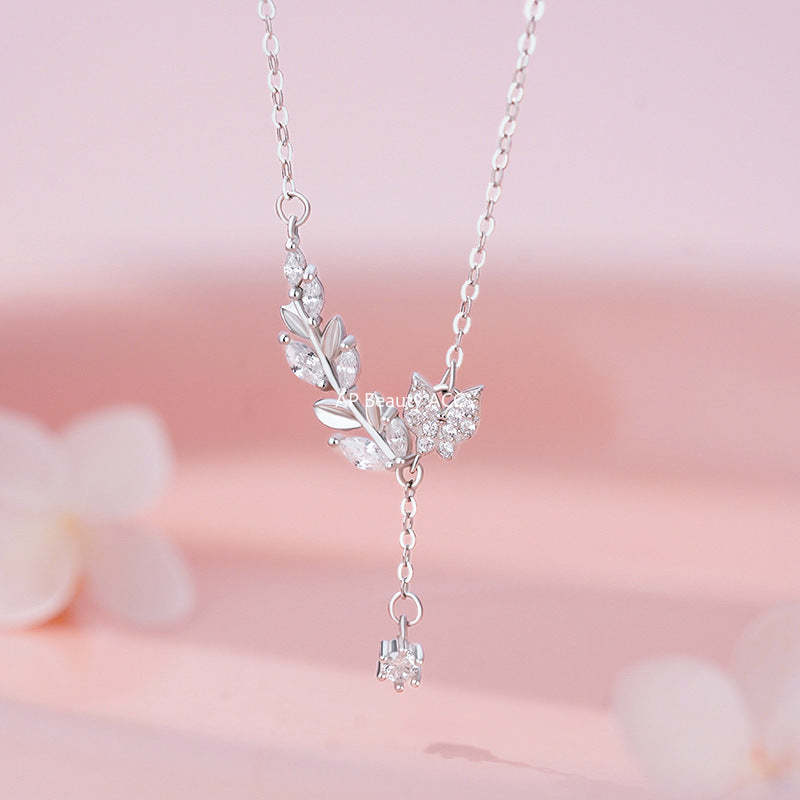 B관 - 999 실버 플라워 나비 디자인 커플 목걸이 [YC1811N_1] 25.11-3