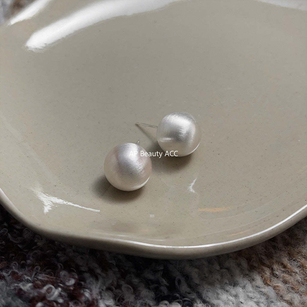 C관 - 실버 브러쉬 공 모양 심플한 데일리 귀걸이 [3536-3540] 24.01-2