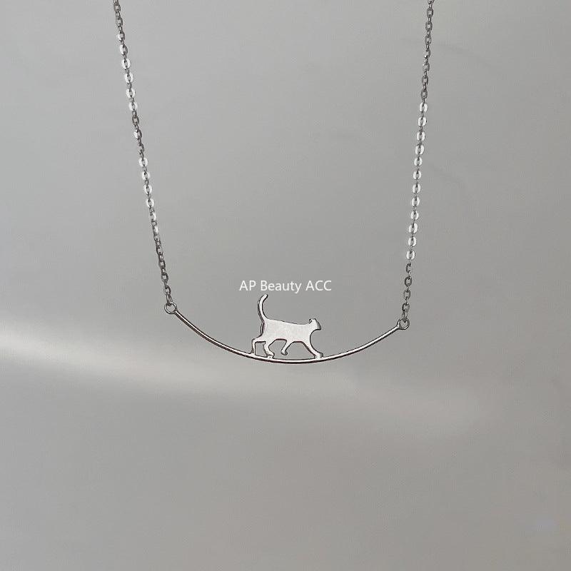 A관 - 귀여운 고양이 모양 925 실버 목걸이 [XL-446] 24.01-4