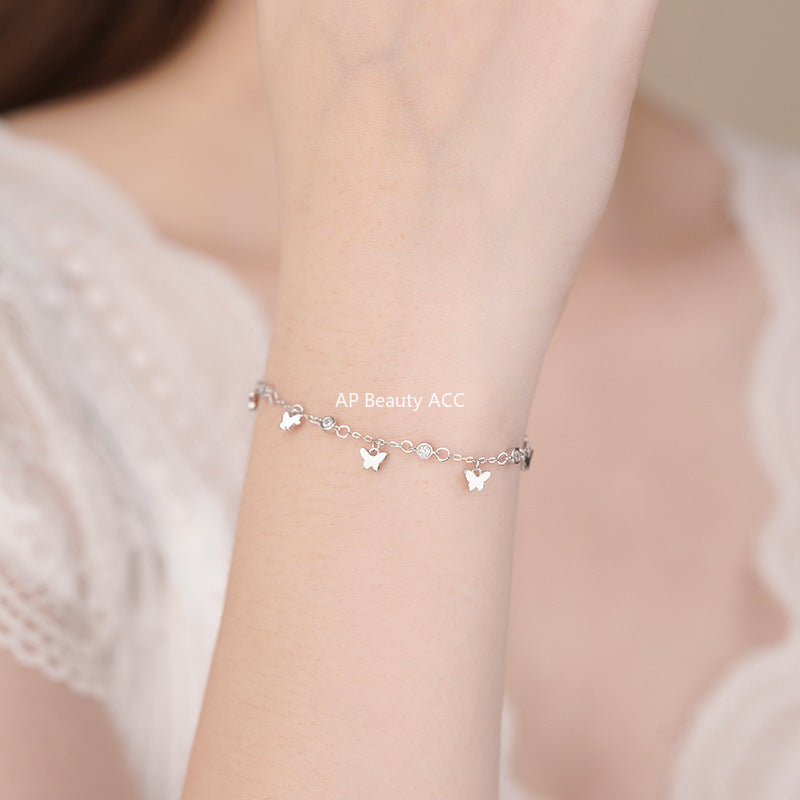 B관 - 999 실버 나비 펜던트 라운드 큐빅 팔찌 [YC4881SL_1] 25.11-2