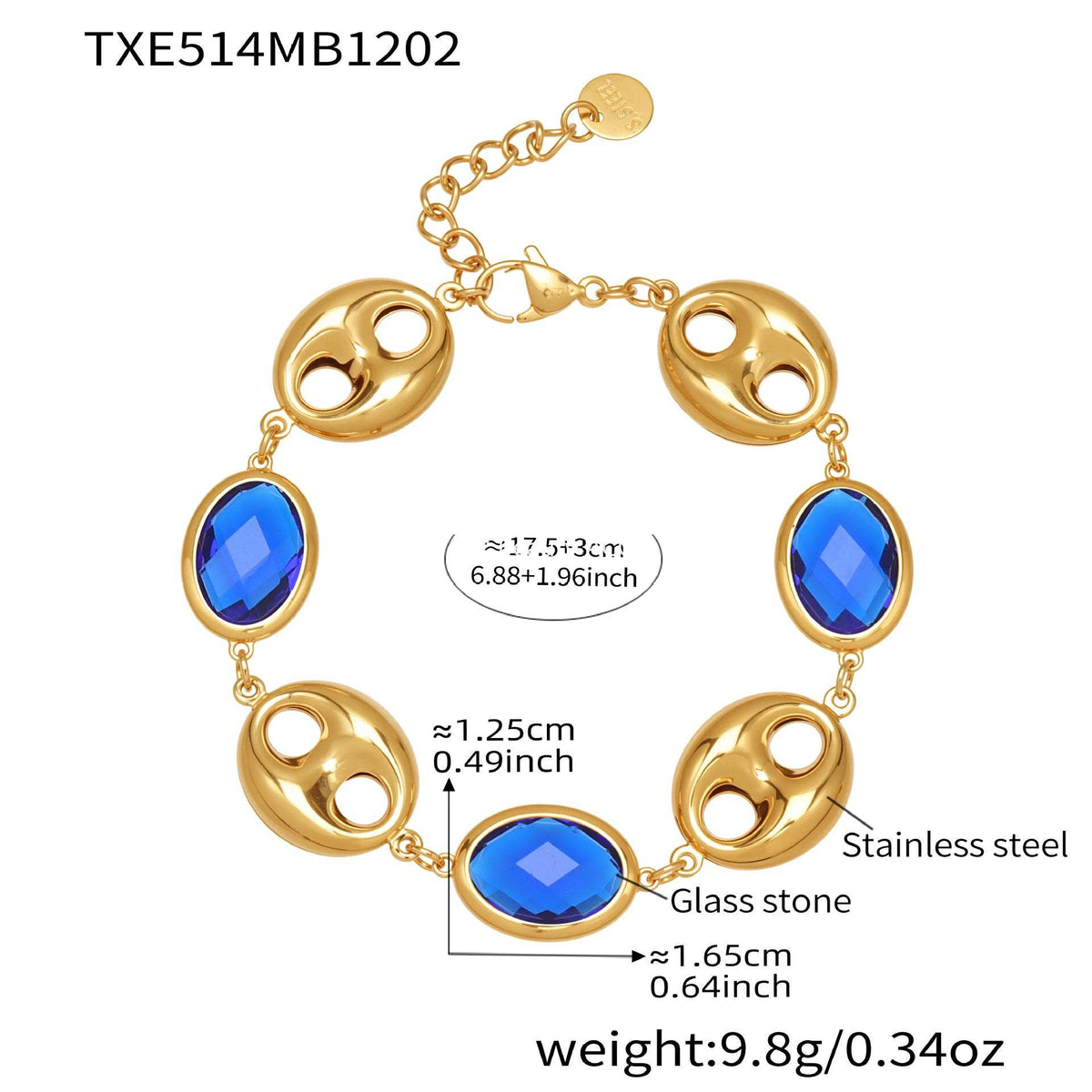 D관 - 돼지코 글라스 스톤 18K 도금 스테인리스 스틸 목걸이 팔찌 [TXP514] 25.12-2