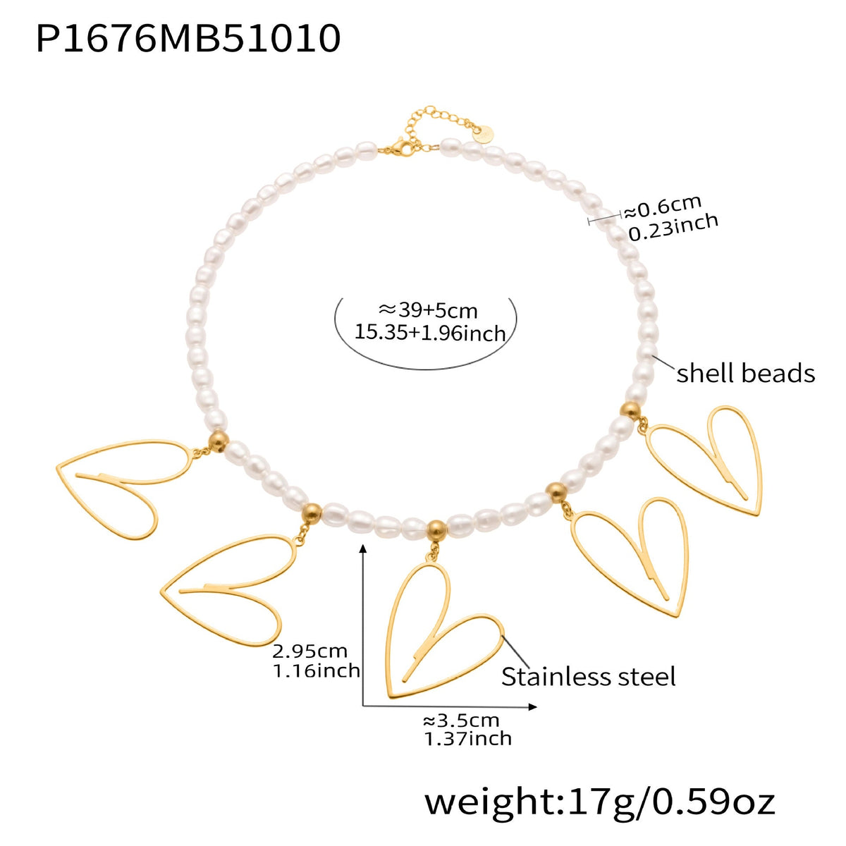 D관 - 스테인리스 스틸 핸드메이드 하트 펜던트 목걸이 [P1676] 25.10-3