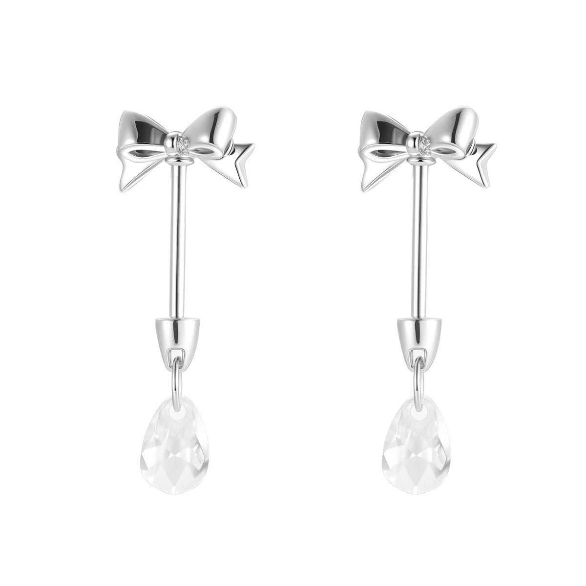 A관 - 티타늄 스틸 리본 하트 물방울 큐빅 귀걸이 [EH-4096] 25.10-1
