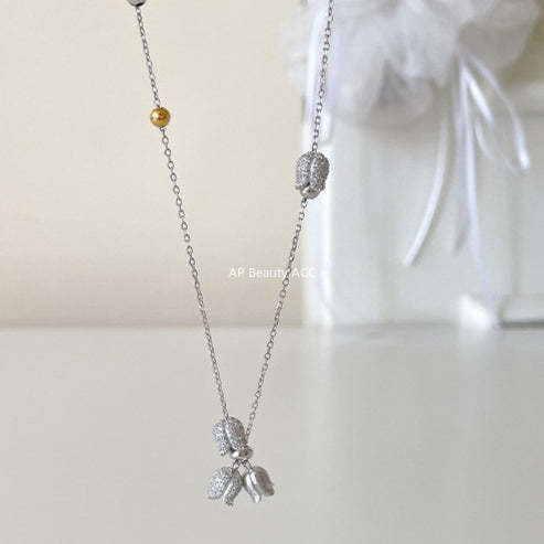A관 - 꽃봉오리 플라워 모양 큐빅 목걸이 [XL-1220] 25.12-1