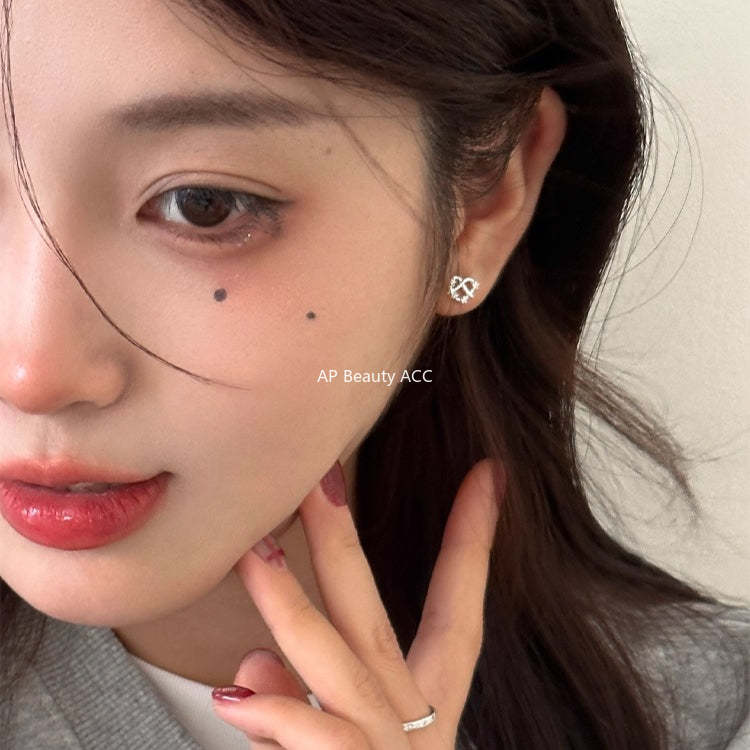 A관 - 999 실버 프레즐 모양 큐빅 귀걸이 [EH-3307.sj] 25.12-1