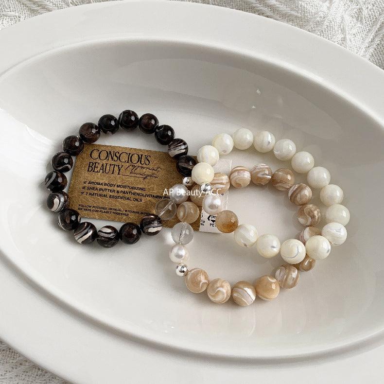 A관 - 자개 진주 담수 진주 백수정 황수정 비즈 팔찌 [1543] 25.11-2