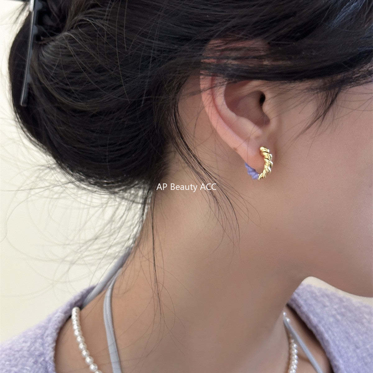 A관 - 925 은침 트위스트 투톤 귀걸이 [EH-3613] 25.05-5